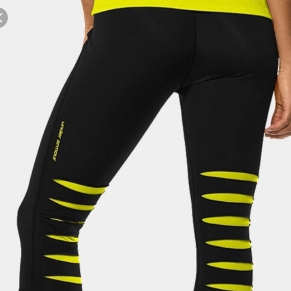 Under Armour Pants - Under Armour Leggings M Black Neon Yellow Mesh